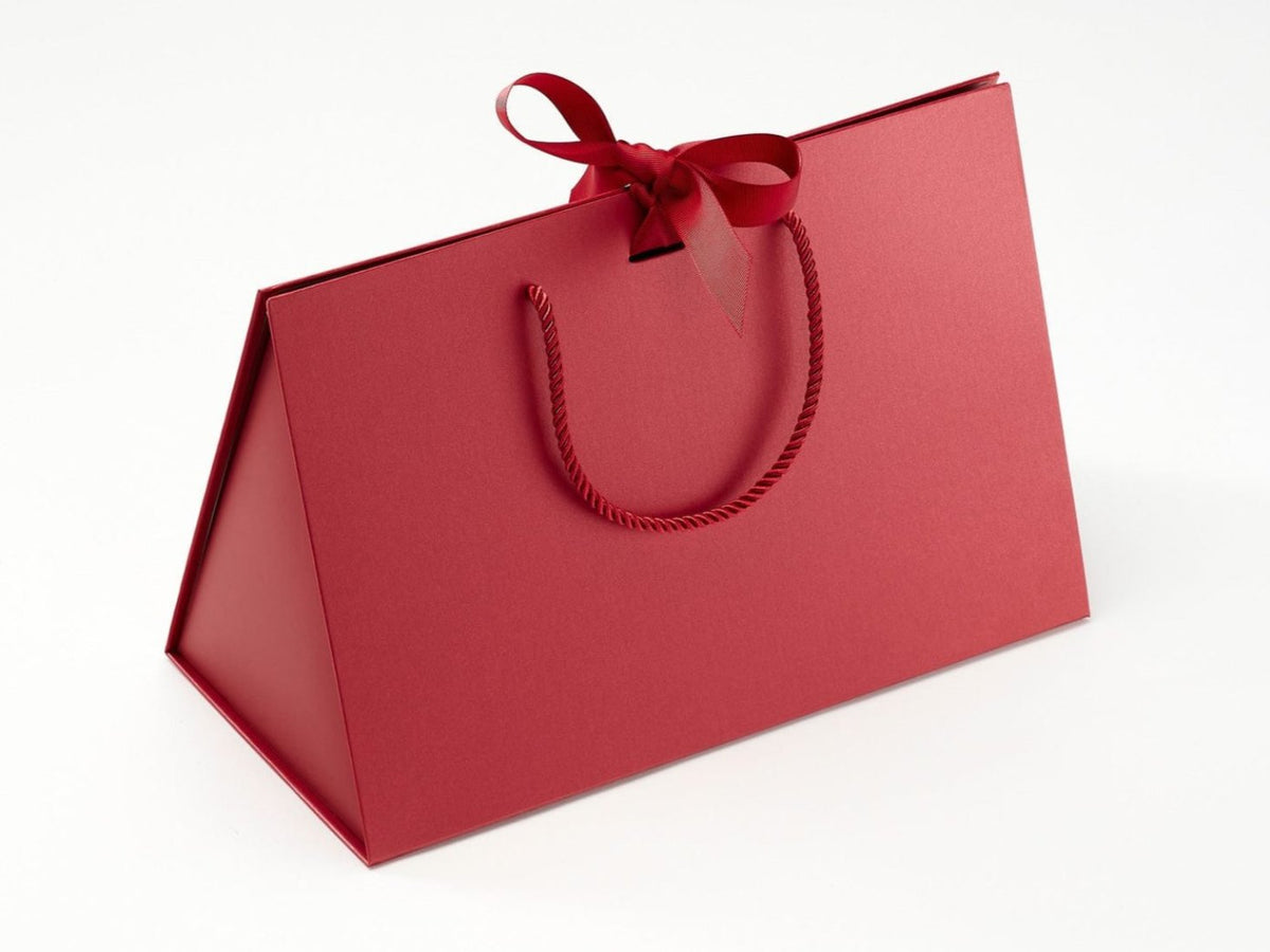 Large Red BoxBag® Supplied with Red Ribbon and Rope Handles