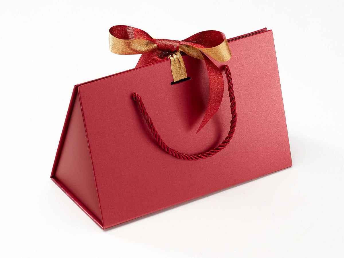 Red Medium BoxBag with Red Jewel Ribbon. Ideal with Emerald Green Tissue Paper