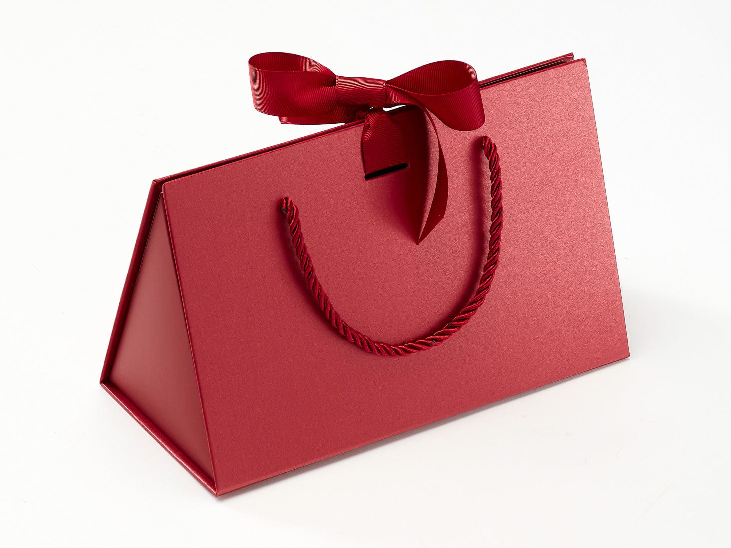 Sample Medium Red BoxBag® Supplied with Red Ribbon and Rope Handles