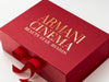 Example of Custom Printed Gold Foil Printed Design on Red A4 Deep Gift Box