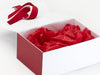 Red Textured FAB Sides® Featured on White Gift Box with Red Tissue Paper and Ribbon