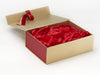 Red Textured FAB Sides® Featured on Gold Gift Box with Dark Red Tissue and Ribbon