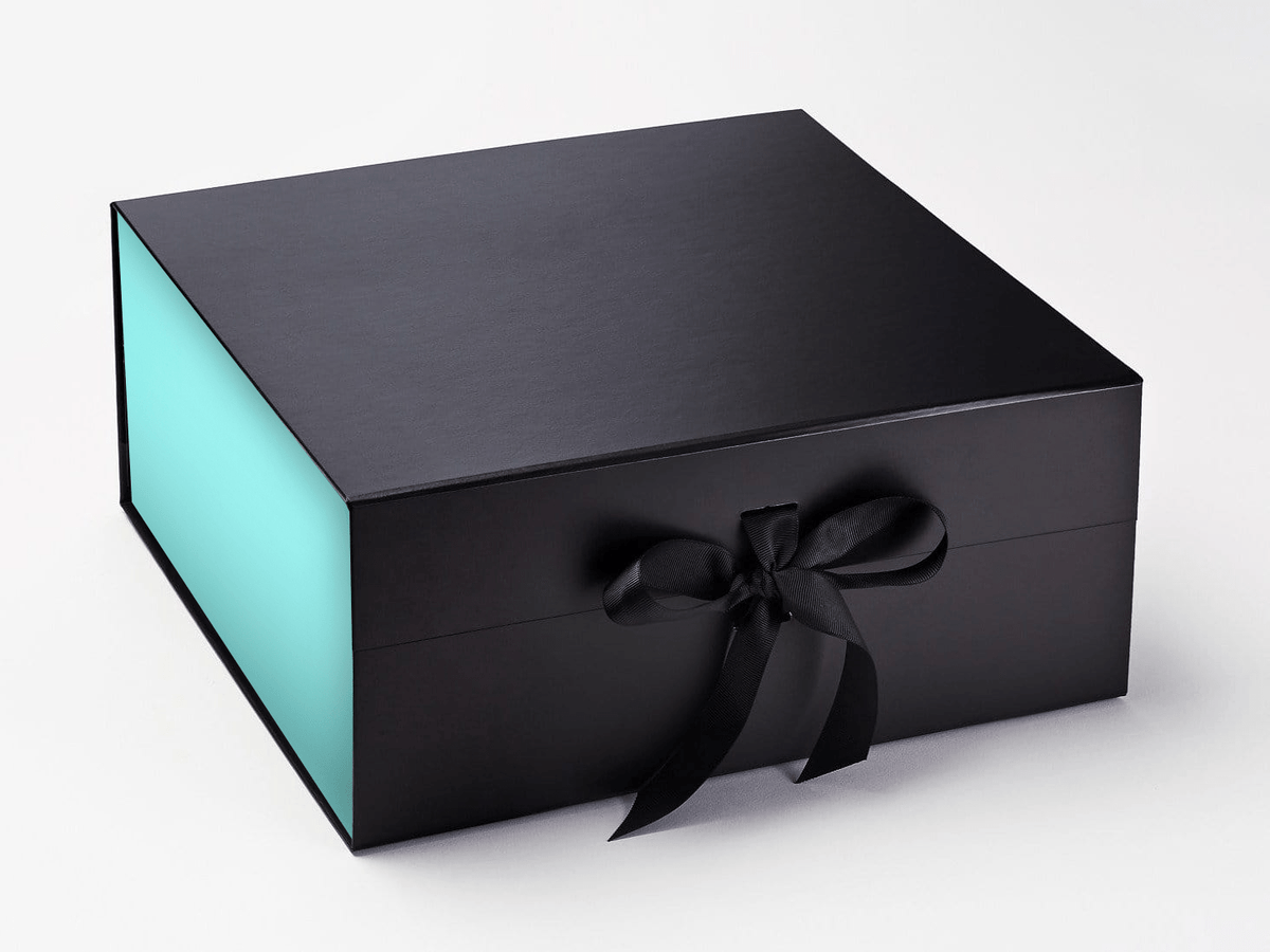 Black XL Deep Gift Box Featuring Robin Egg Blue FAB Sides® Decorative Side Panels