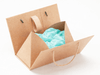Kraft Boxbag with Robin Egg Blue Tissue Paper scrunched inside on a white background