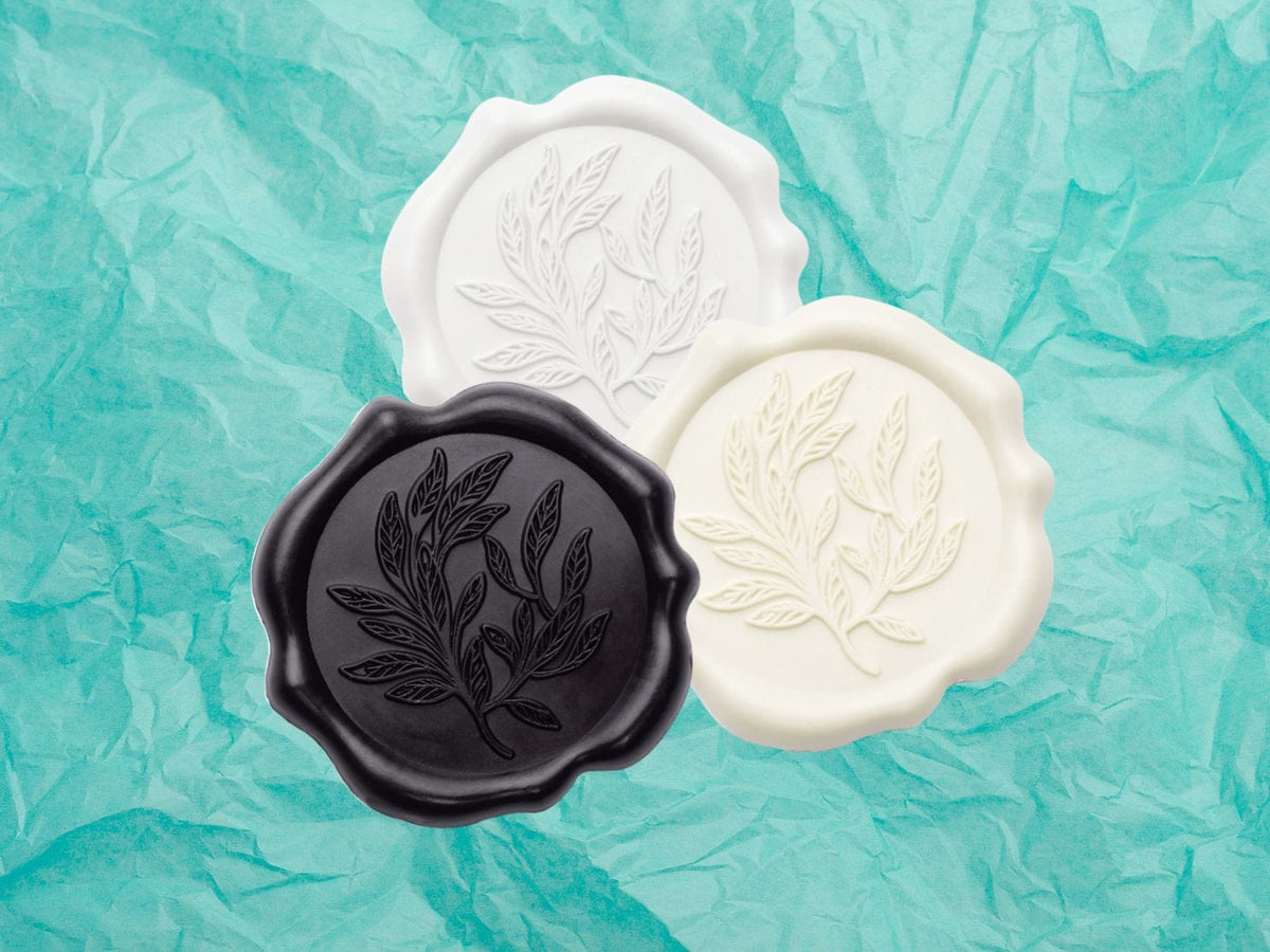 Robin Egg Blue Tissue Paper Featured with White, Ivory and Black Wax Seals