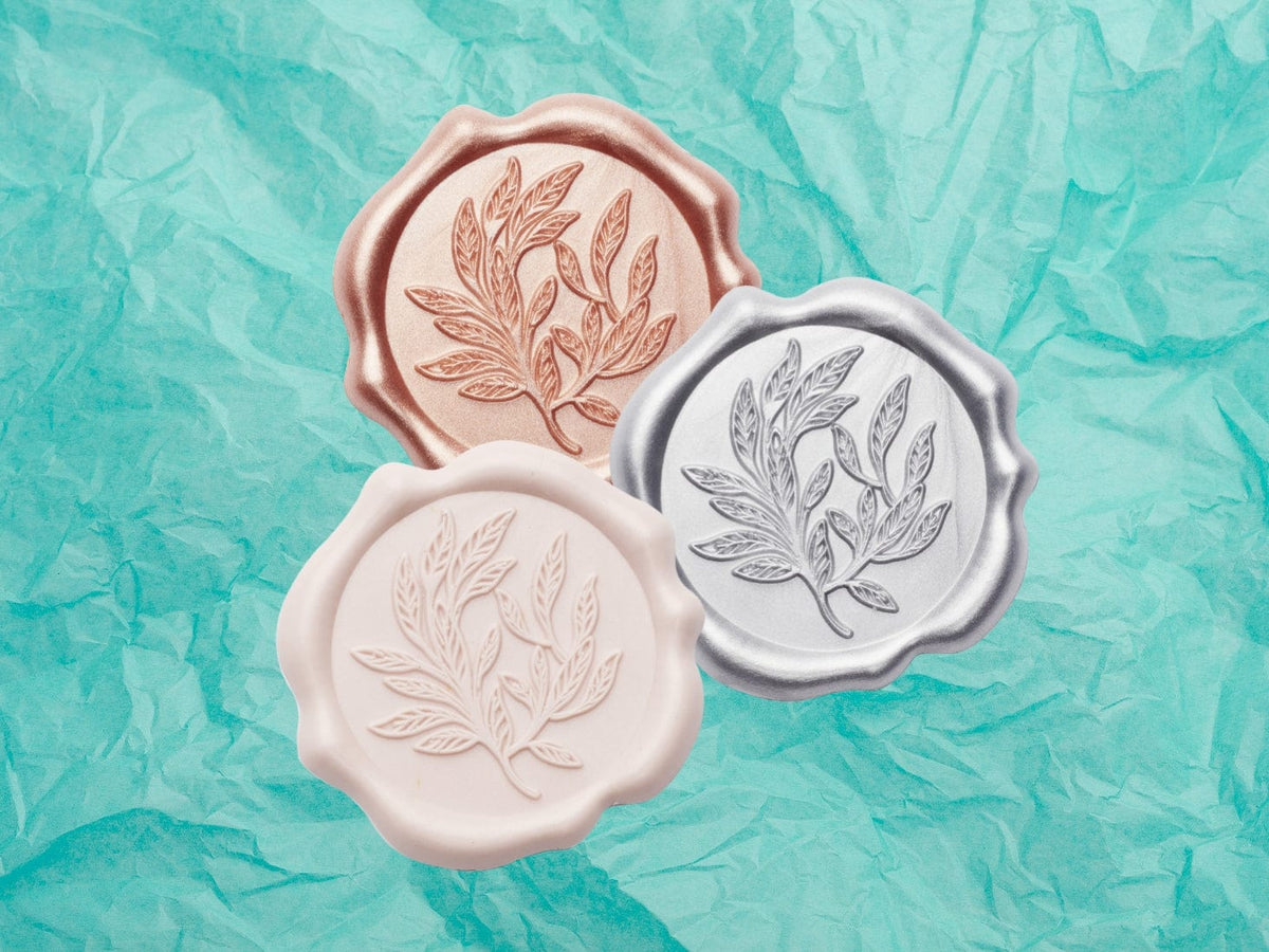 Robin Egg Blue Tissue Paper Featured with Rose Gold, Silver and Pale Pink Wax Seals