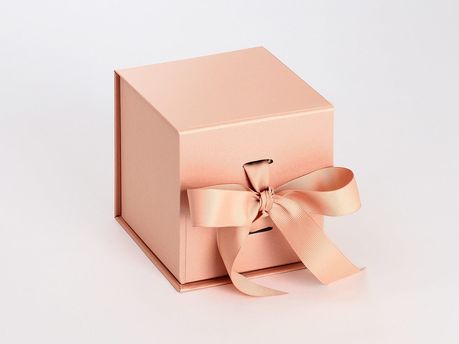 Rose Gold Large Cube Folding Gift Box Supplied with Ribbon