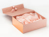 Metallic Rose Gold Sparkle Ribbon with Pearl Rose Gold Tissue and Metallic Rose Copper FAB Sides® On Rose Gold Gift Box