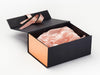 Rose Copper Foil FAB Sides® Featured on Black Gift Box with Pearl Rose Gold Tissue Paper and Rose Gold Sparkle Ribbon