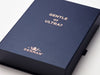Custom Rose Gold Foil Logo Featured on Navy Gift Box