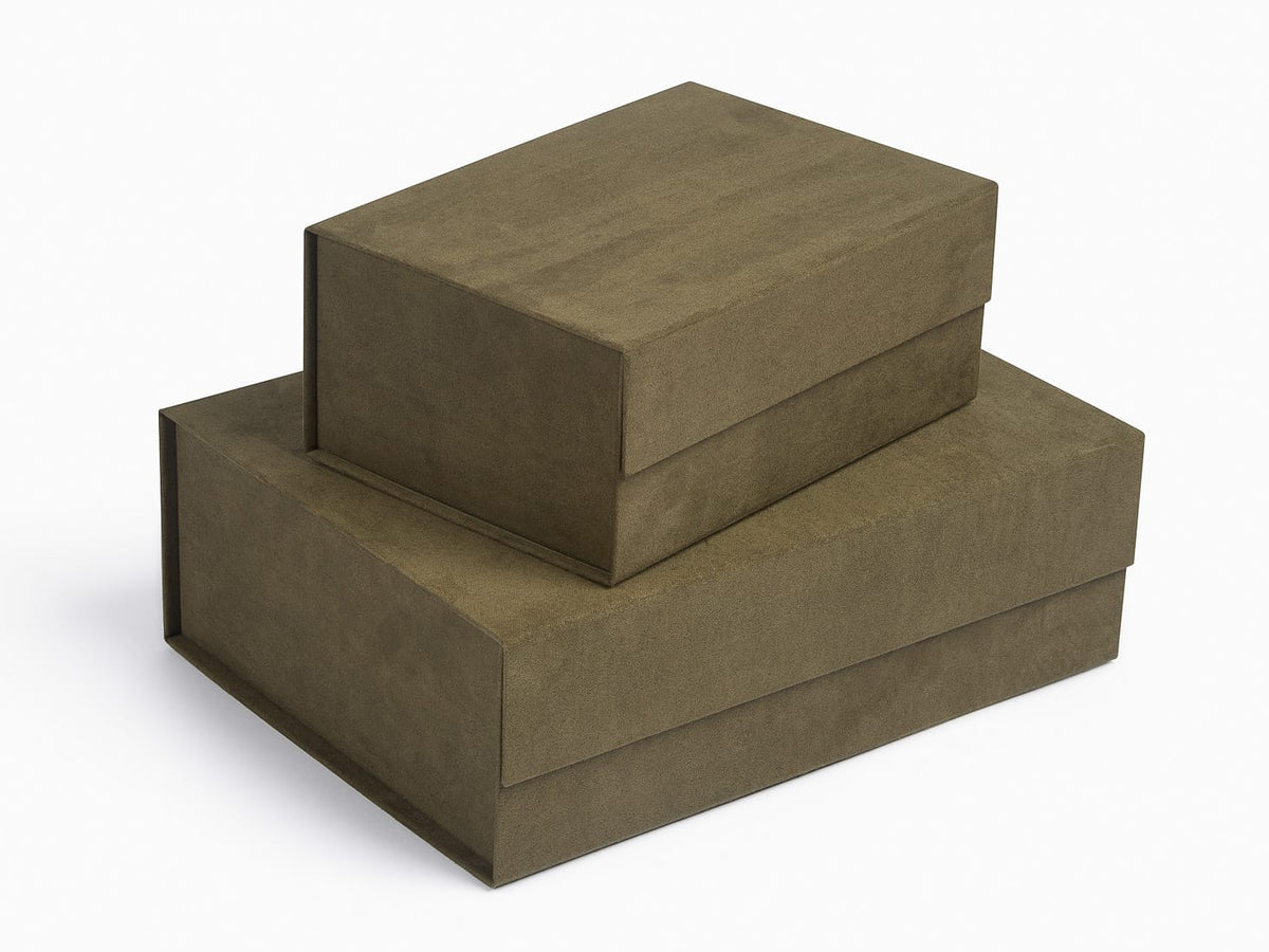 Sage Green A4 Deep and A5 Deep Faux Suede Gift Boxes