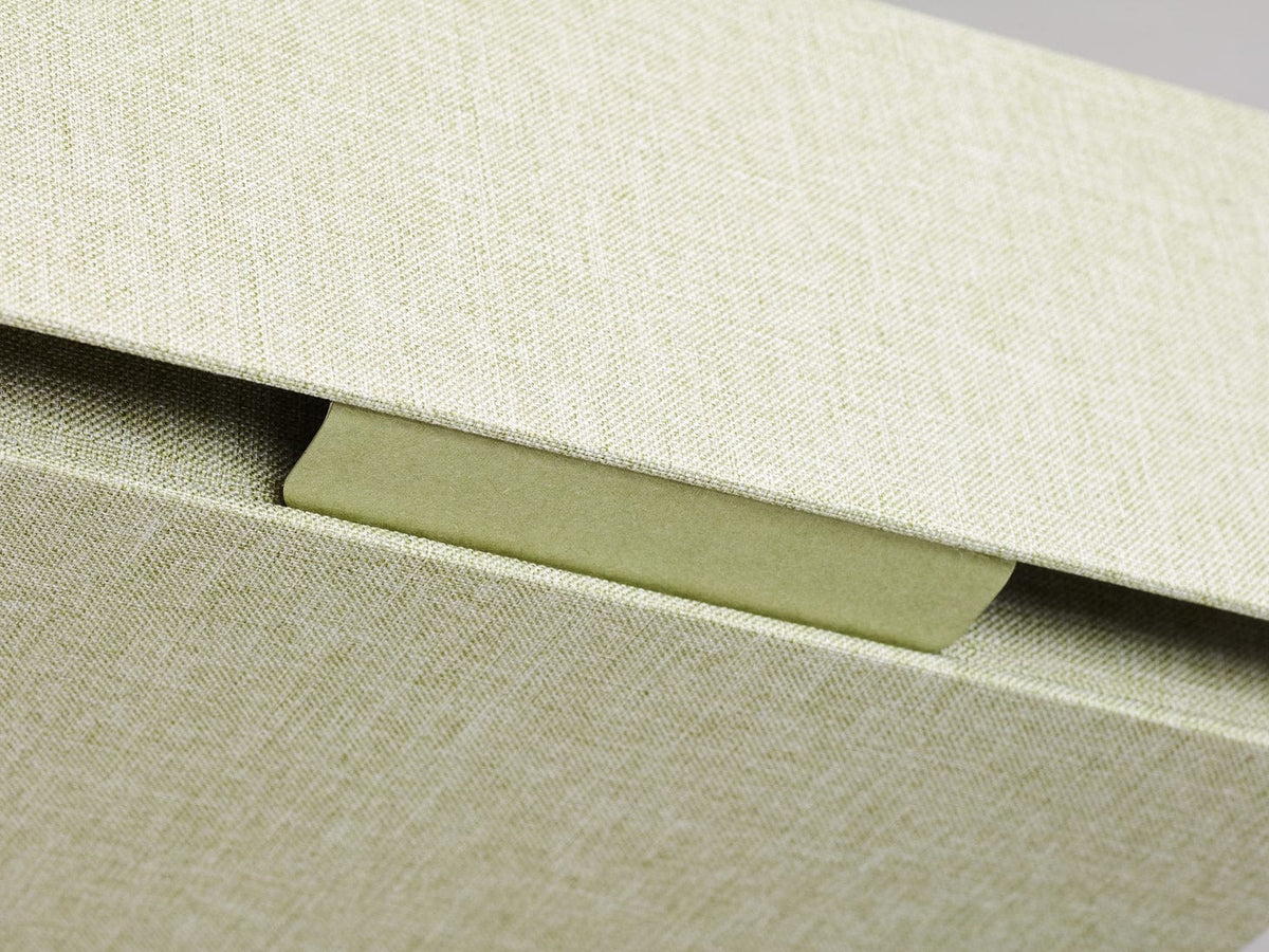Sample Sage Green Linen No Magnets Gift Box Closure Flap