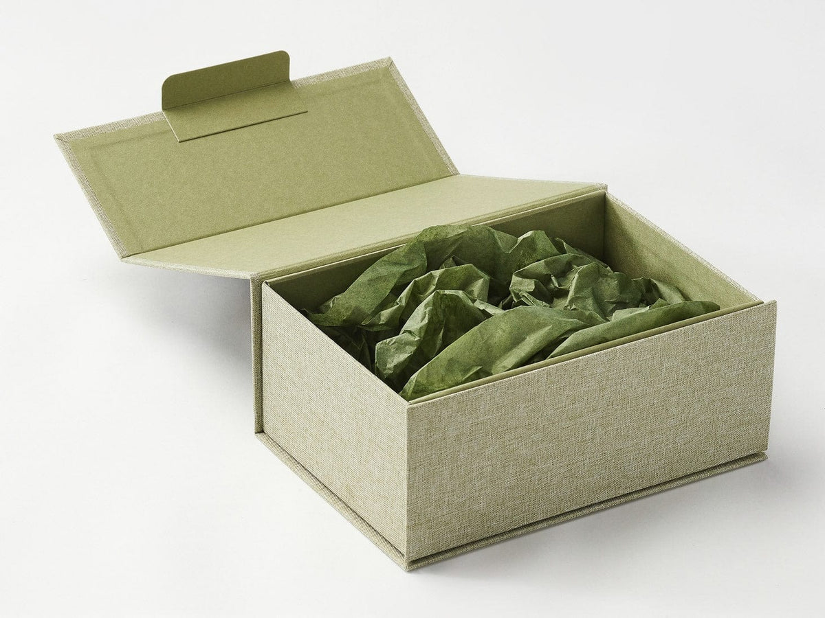 Loden Green Tissue Paper Featured in Sage Green Linen Gift Box