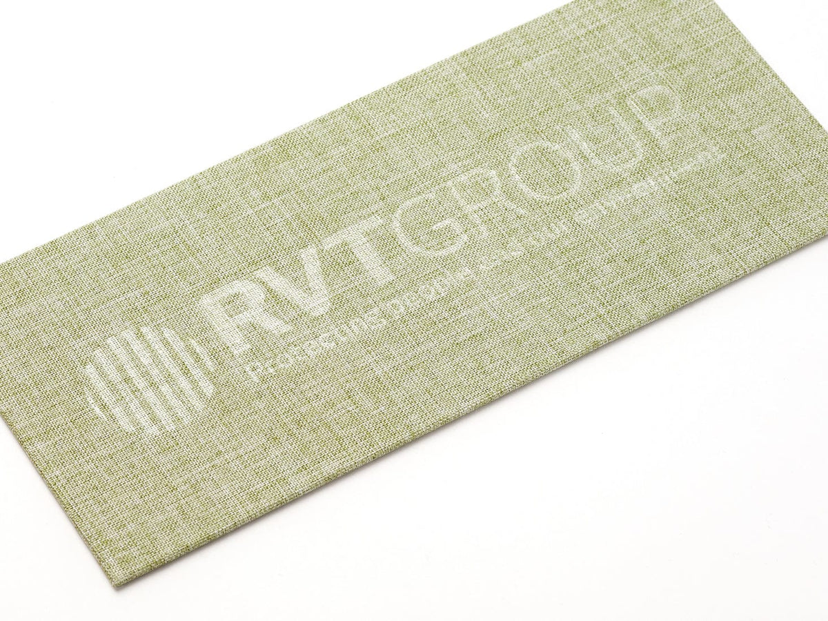 Sage Green Linen FAB Sides® Featuring Clear Gloss Foil Custom Logo