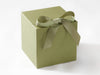 Sage Green XL Softbox gift box with a ribbon on a white background