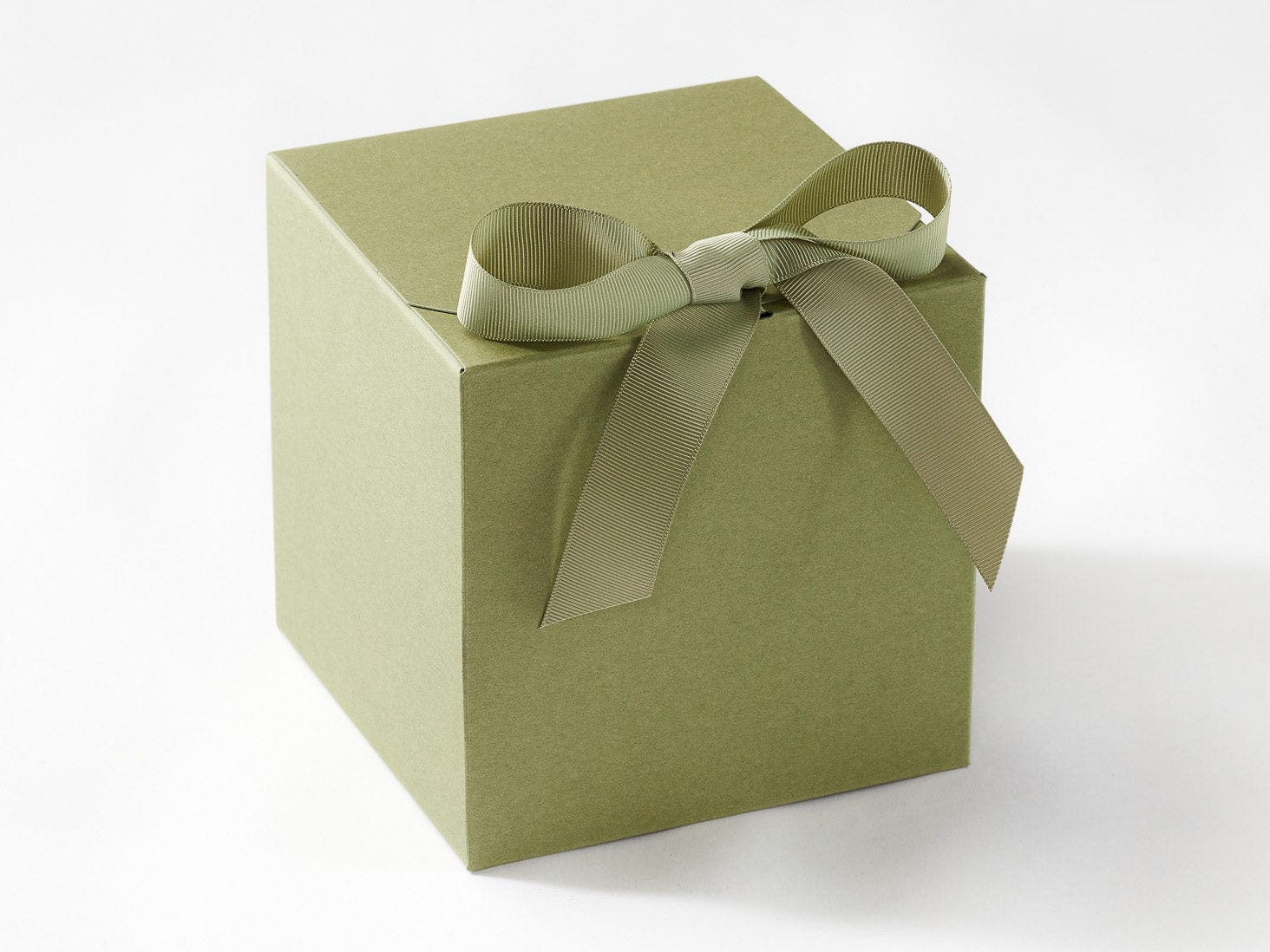 Sage Green XL Softbox gift box with a ribbon on a white background