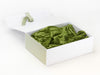 Spring Moss Ribbon with Sage Green Tissue and Sage FAB Sides® on White Gift Box