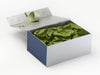 Sage Green Tissue Paper Featured in Silver Gift Box with Navy Texttured FAB Sides®
