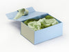 Spring Moss and Seafoam Green Ribbon with Sage and Seafoam Tissue, Sage FAB Sides® with Pale Blue Gift Box