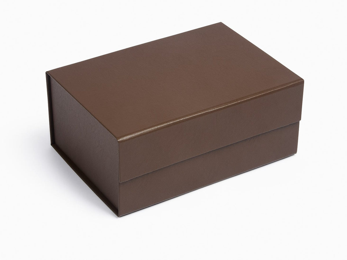 Sample Dark Brown Faux Leather Gift Box Assembled