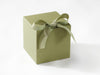 Sage Green Large Cube gift box with a ribbon on a white background