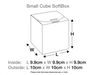 Taupe Small Cube SoftBox Assembled Size Line Drawing