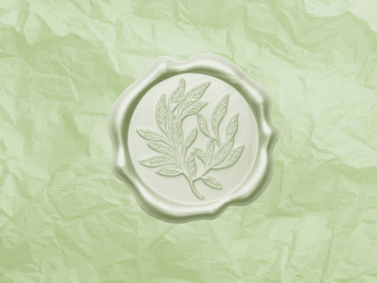 Seafoam Green Tissue Paper with Sage Green Wax Seal