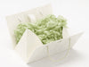 Ivory Boxbag with Seafoam green tissue paper on a white background