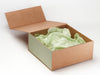Seafoam Green Tissue Paper Featured in Natural Kraft Gift Box with Sage Green FAB Sides®