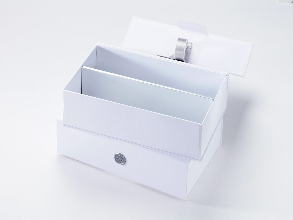 Silver Double Bottle Insert In White Gift Box