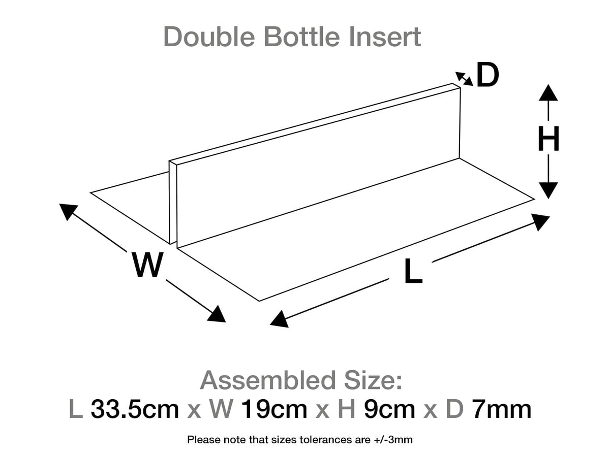 Silver Double Bottle Gift Box Insert Size Drawing