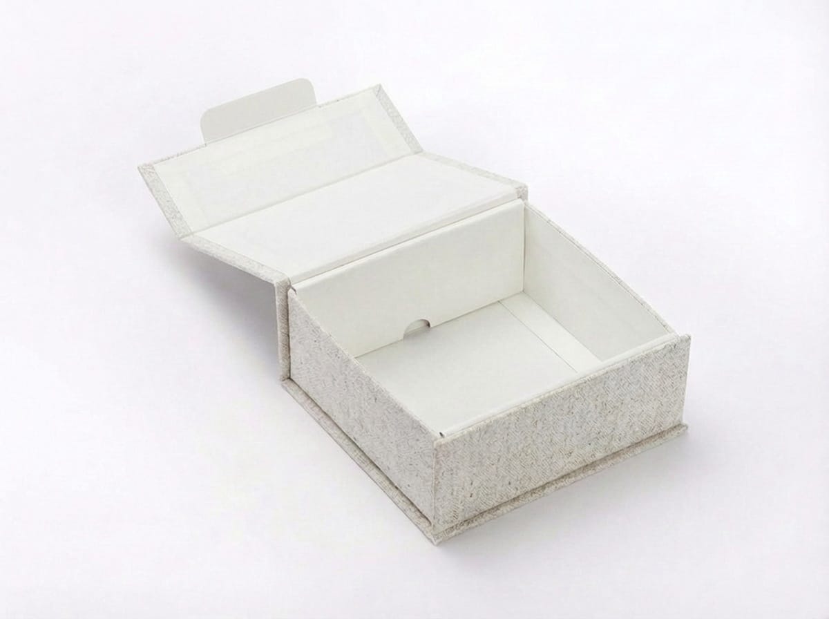 Small Natural Linen Gift Box Open