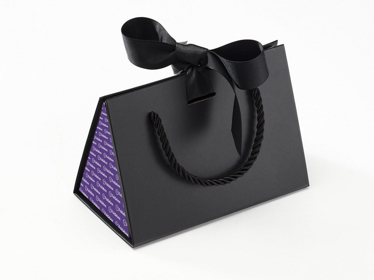 Small Black BoxBags® Featured With Custom Logo Printed Side Panel Labels from brokenlogo