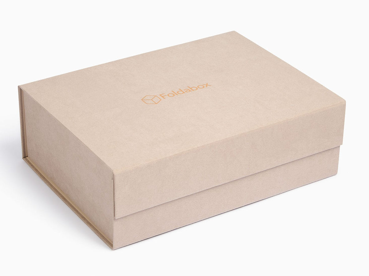 Stone Faux Suede Gift Box with Custom Foil Logo