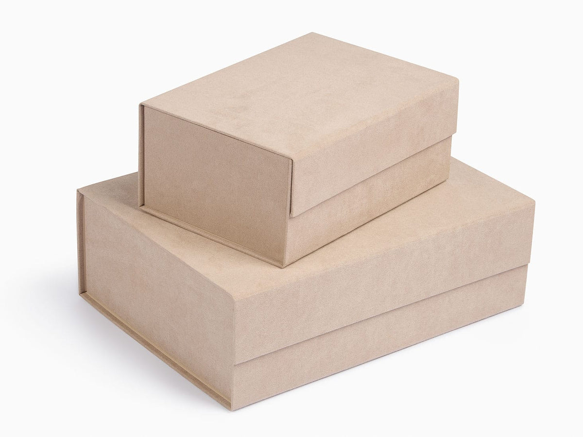 Stone Faux Suede A5 Deep and A4 Deep Gift Boxes Assembled