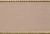 Stone Satin Ribbon with Gold Stitched Edge 20m Roll