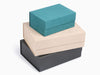 Stone and Teal Faux Suede Gift Boxes with Black Faux Leather Stacked