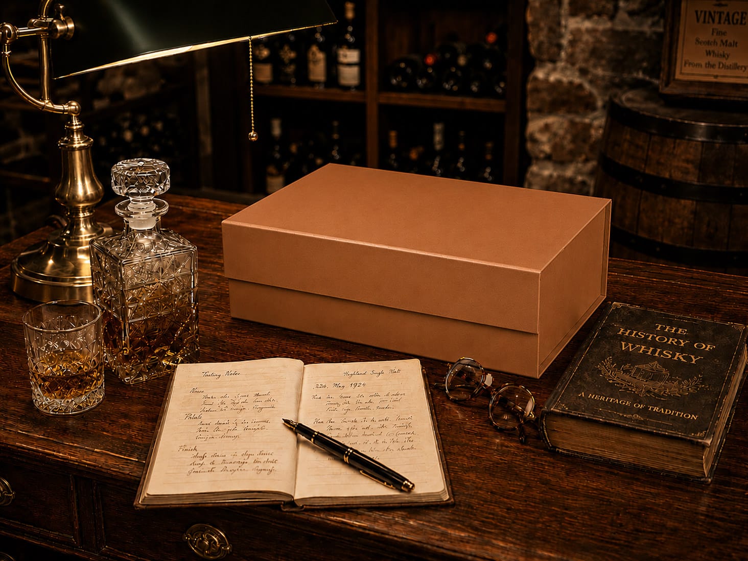 Tan Faux Leather Gift Boxes for Artisan Spirits