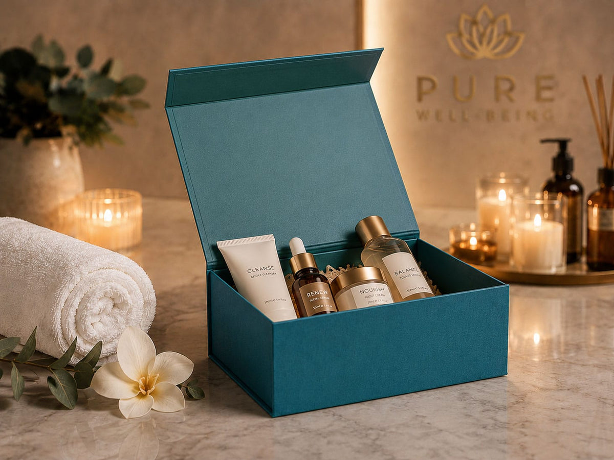 Teal Faux Suede Gift Box For Spa Gifting