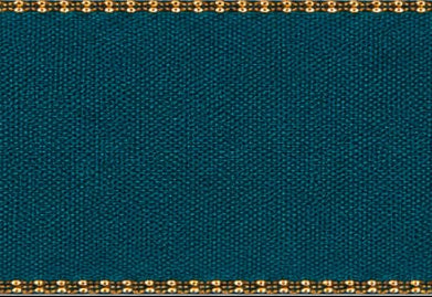 Teal Satin Ribbon with Gold Stitched Edge 20m Roll