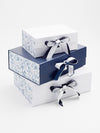 Vintage Blue FAB Sides® Decorative Side Panels Featured on Navy Gand White Gift Boxes