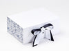 White and Navy Satin Ribbon Featured with Vintage Blue FAB Sides® on White Gift Box