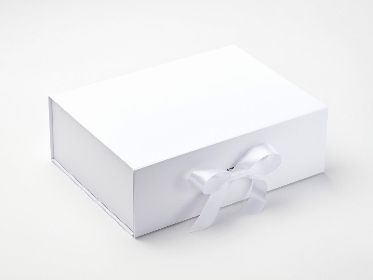 Sample White A4 Deep No Magnets Gift Box with Changeable Ribbon