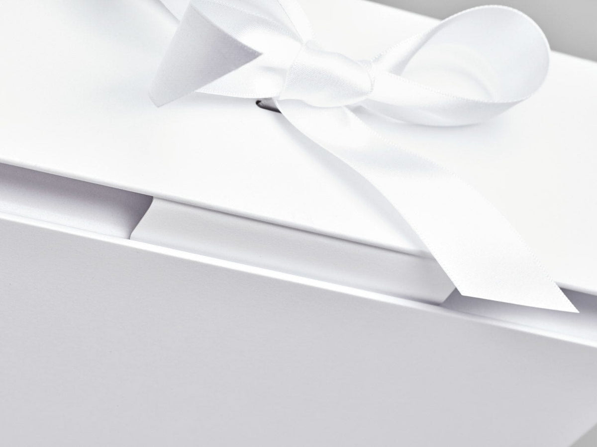 Sample White A5 Deep No Magnets Gift Box with Changeable Ribbon Closure Tab