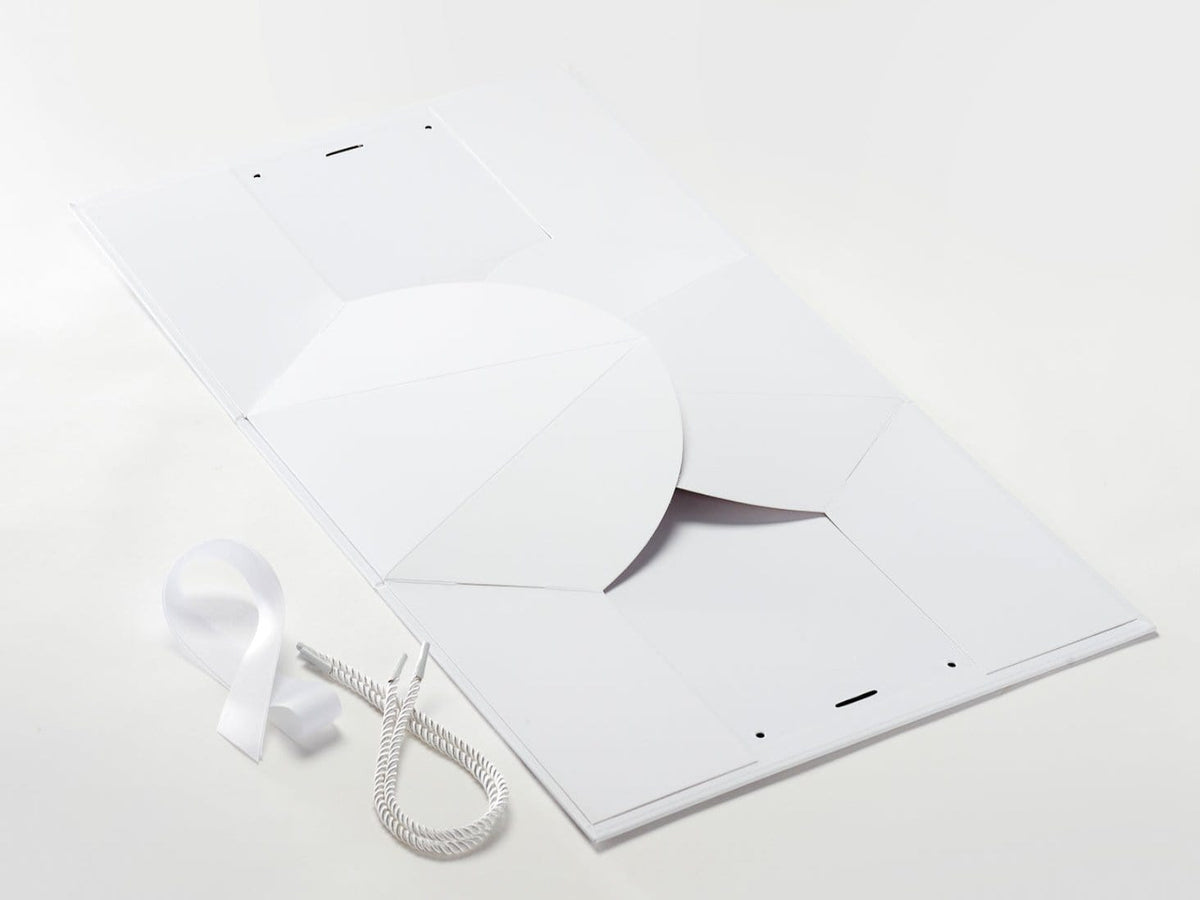Sample Large White BoxBag® Supplied Flat with Ribbon and Rope Handles