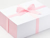 White No Magnets Gift Box with Pink Linen FAB Sides® and  Rose Pink Ribbon