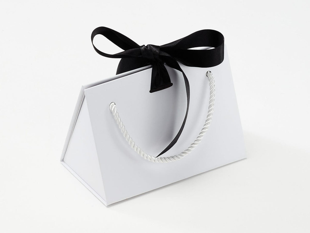 Small White BoxBag® Featured with Black Satin Ribbon