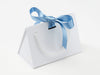 Small White BoxBag®  Featured with Pale Blue Satin Ribbon
