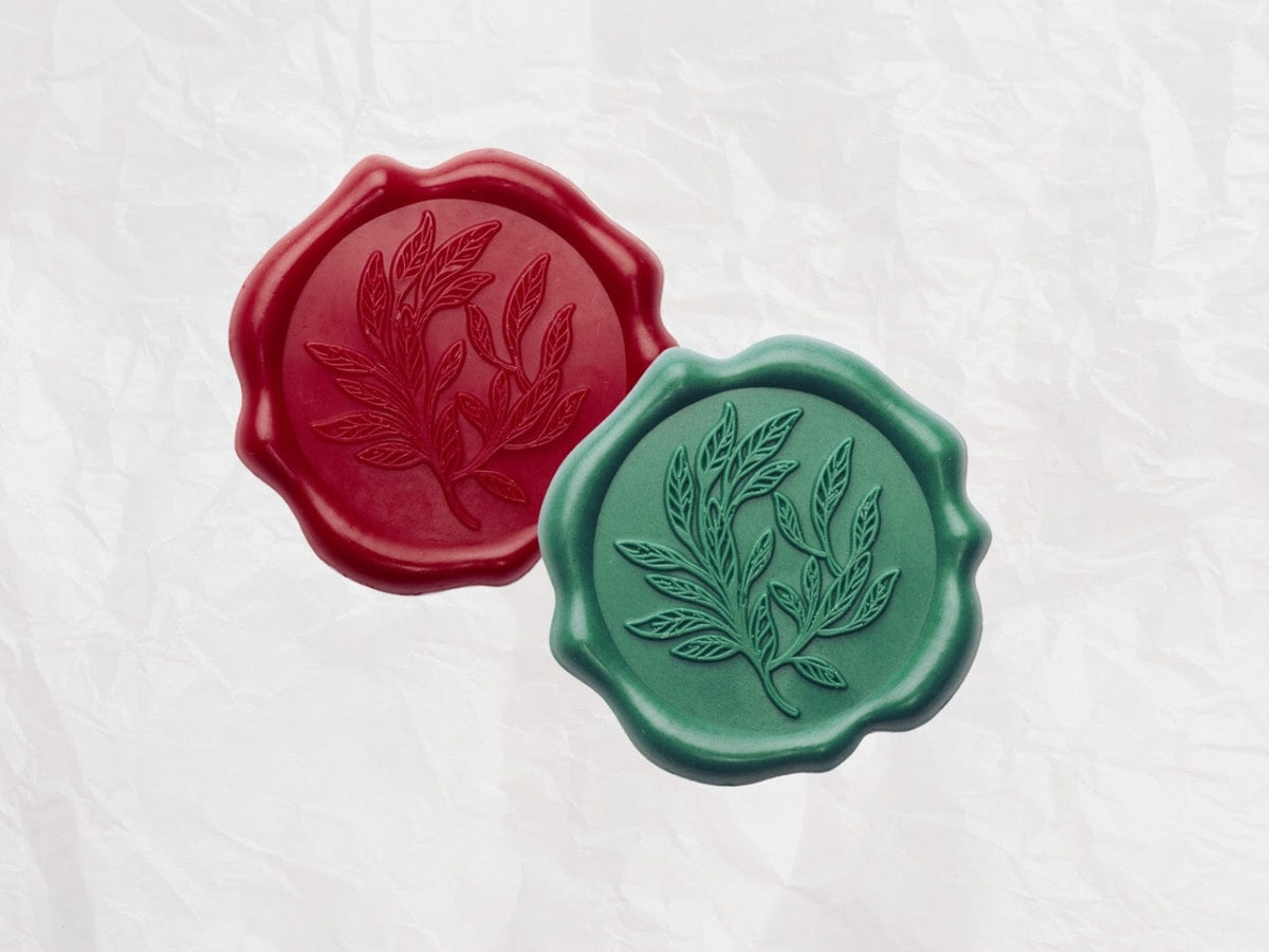 White Tissue Paper With Forest Green and Red Wax Seals Work Well With Holly Berry Ribbon