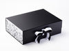 White Botanical Sketch FAB Sides® Featured on Black Gift Box with White Satin Double Ribbon